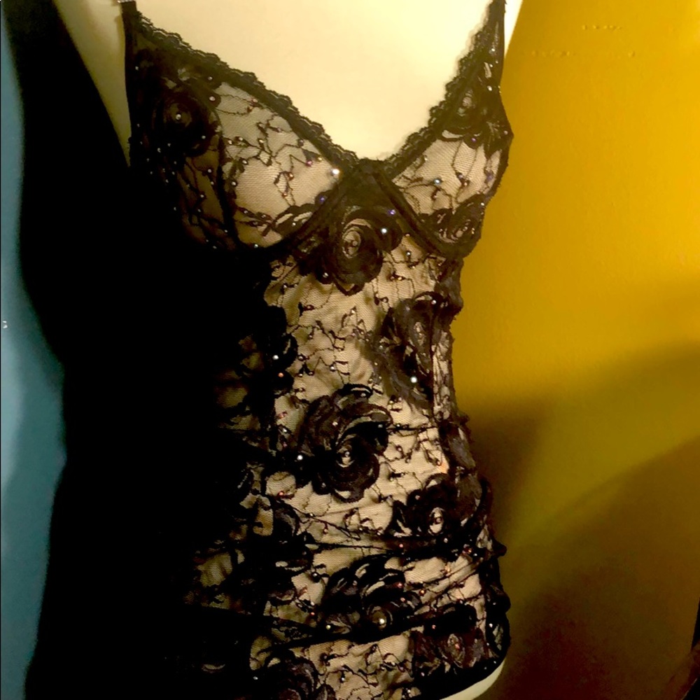 Custom Bedazzled Lace Escante Top